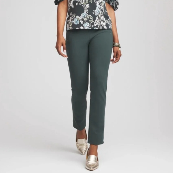 Chico's Pants - Chico's Green Ankle Pants Women's Size 14 Juliet Slim Trim Stretch Office NWT